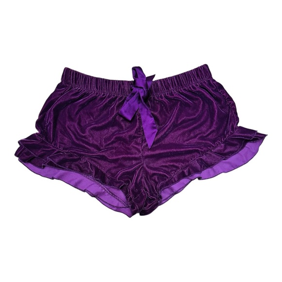Victoria's Secret Purple Velvet Pajama Shorts with Ruffle Trim - Picture 2 of 4